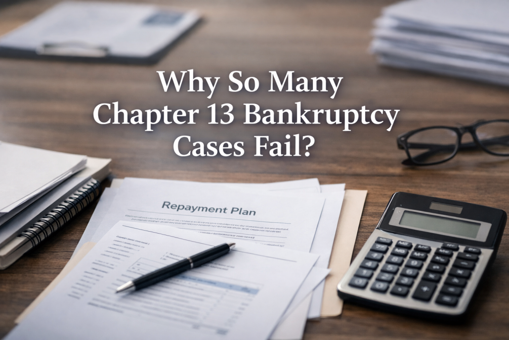 Why so many Chapter 13 bankruptcy cases fail explained with financial planning documents and calculator